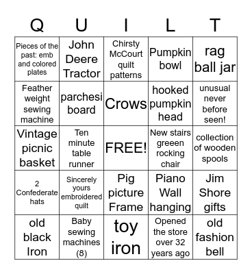 Meandering Quilter Bingo Card