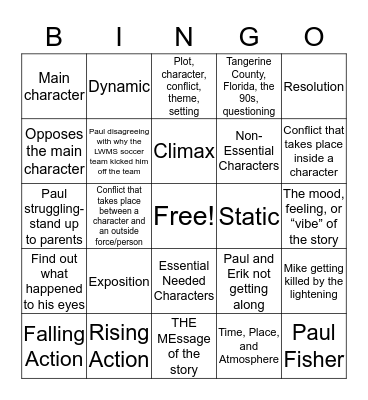 Tangerine_A Bingo Card