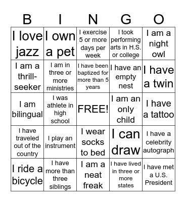 People Bingo Card