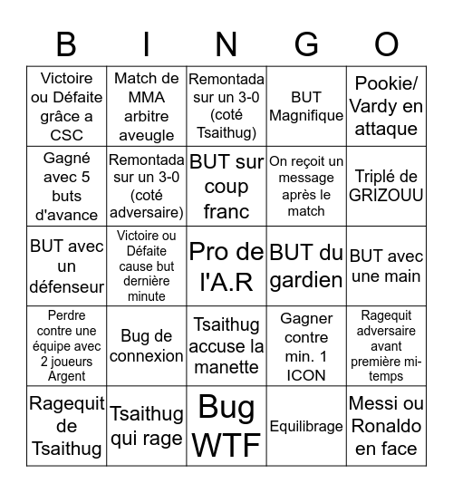 BINGO FIFA Bingo Card