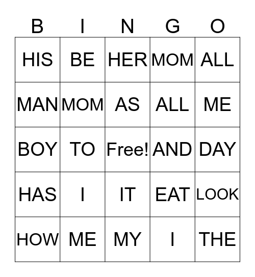 SIGNS BINGO GAME (uppercase) Bingo Card