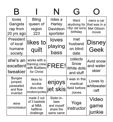 BOA FUN Bingo Card