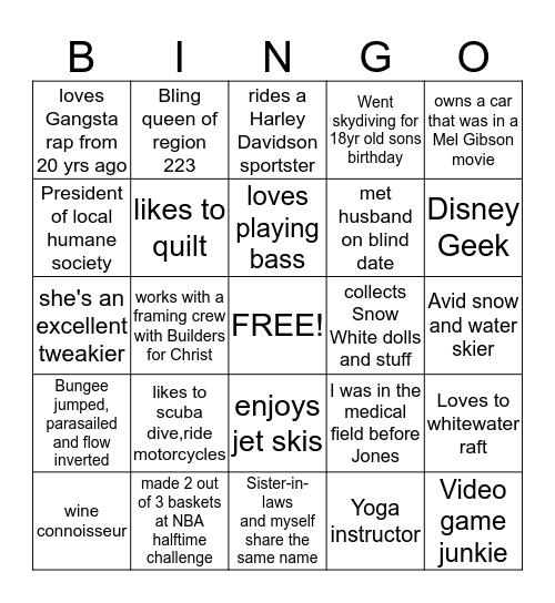 BOA FUN Bingo Card