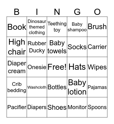 Baby Bingo Card