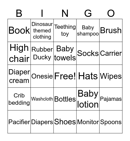 Baby Bingo Card