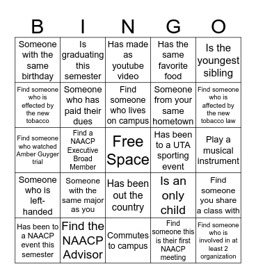 NAACP Human Bingo  Bingo Card