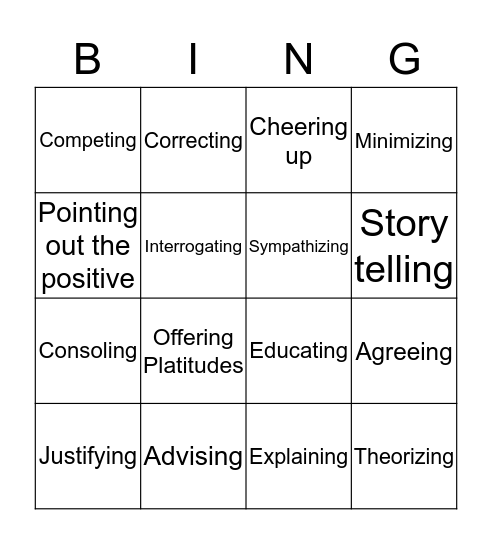 Empathy Bingo Card