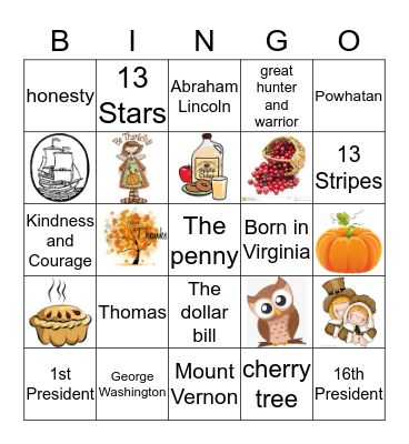 FAMOUS AMERICANS Bingo Card