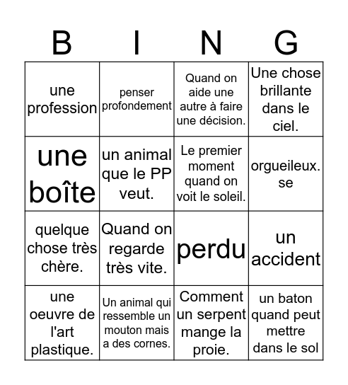 Loto - Fr  4  Chap 1- 3  Bingo Card