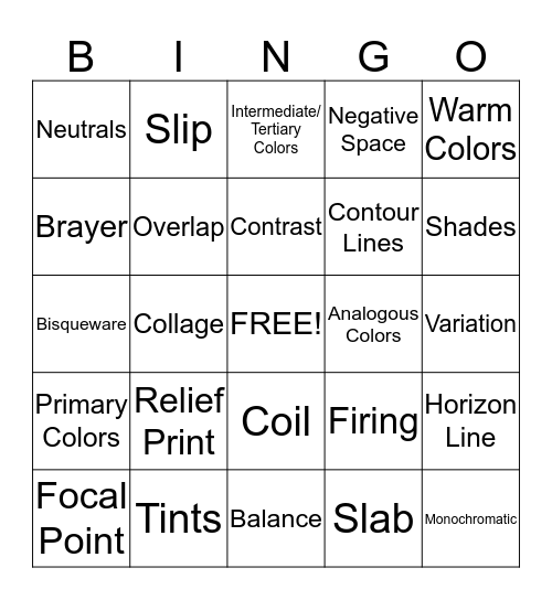 Introduction to Art Bingo Card