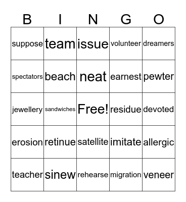 Untitled Bingo Card