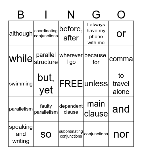 GROUP BINGO Card