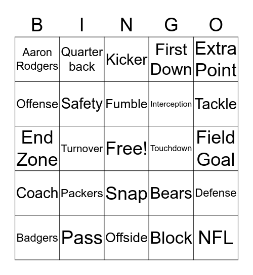 Football Bingo Card