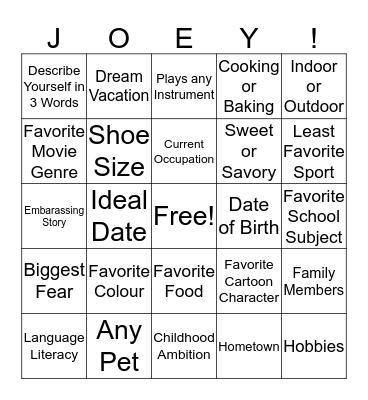 GET TO KNOW THE BRIDE Bingo Card