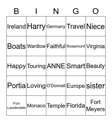 Anne's BINGO Birthday Bash Bingo Card