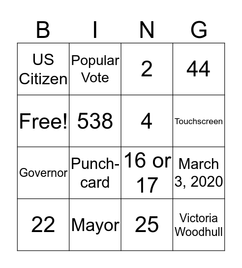 Behind the Ballot Bingo Card