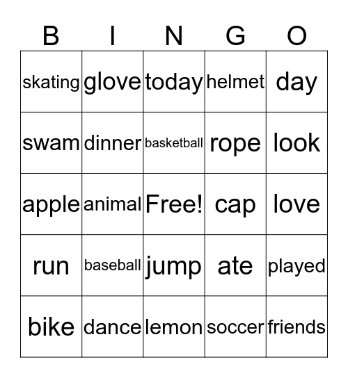 Grade 3 After School Bingo Card