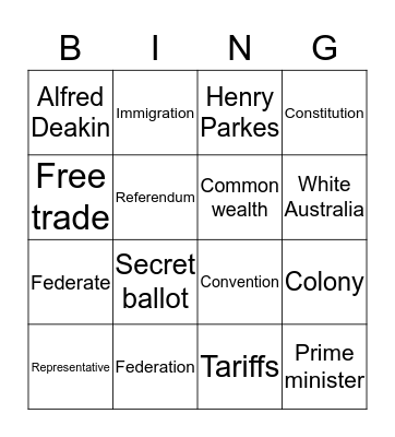 Federation bingo  Bingo Card