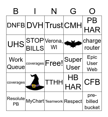 UHS Patient Accounting Week BINGO!!! Bingo Card
