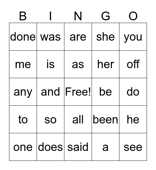 Red Words Bingo Card