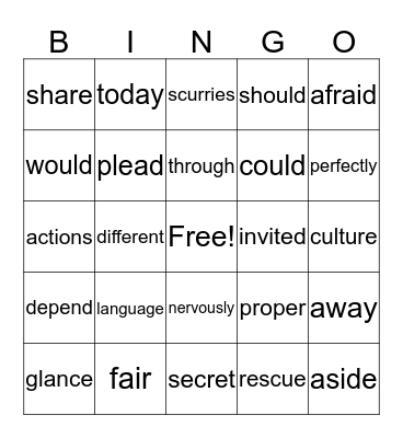 Sight Word BINGO! Bingo Card