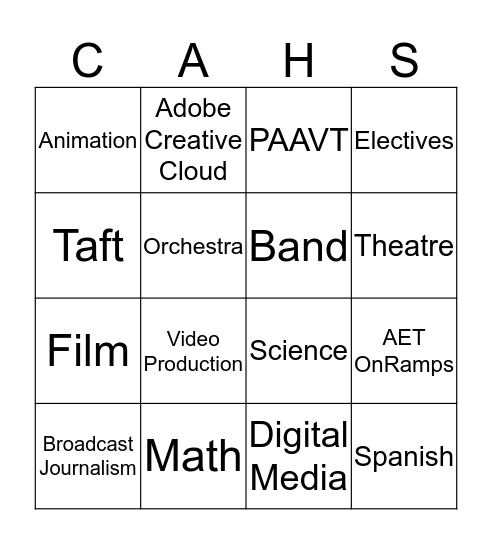 Communications Arts Bingo Card