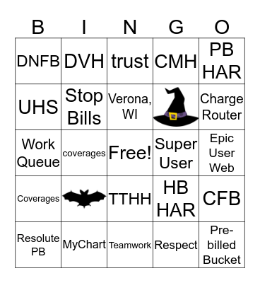 2019 Patient Accounting Week BINGO!!! Bingo Card
