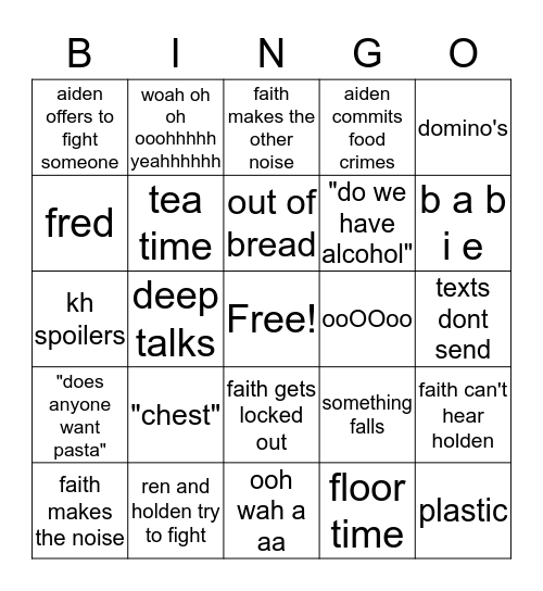 paran 205 Bingo Card