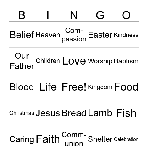 Bible Fun Bingo Card