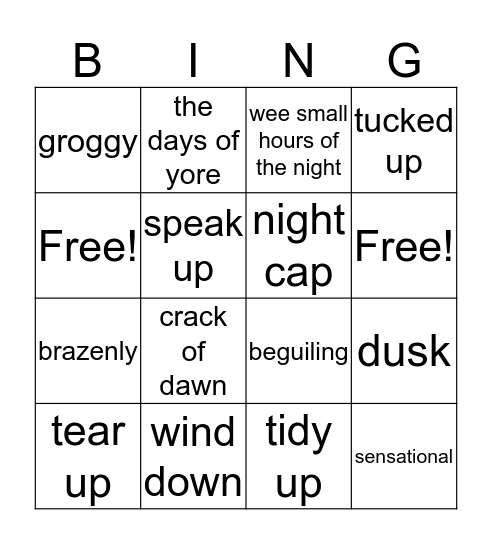 Unit 9 Bingo Card