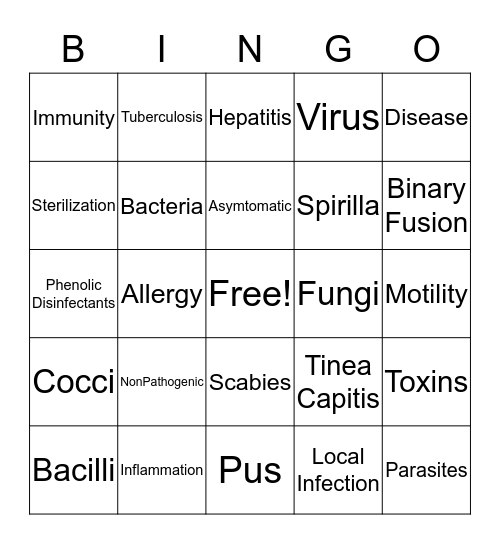 Ch. 5 Infection Control Pt. 1 Bingo Card