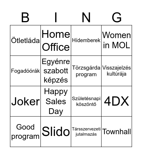 Sales Bingo Card