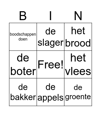Boodschappen doen Bingo Card