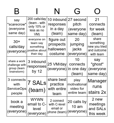 October Round Two  Bingo Card