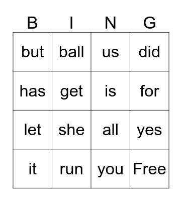Snap Word Bingo 2  Bingo Card
