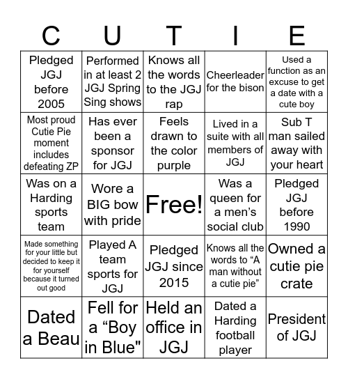 Ju Go Ju! Bingo Card