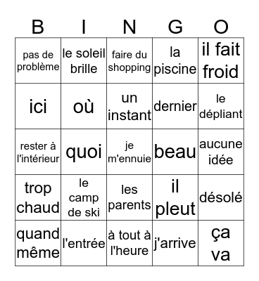 Bingo 2B 5 Bingo Card