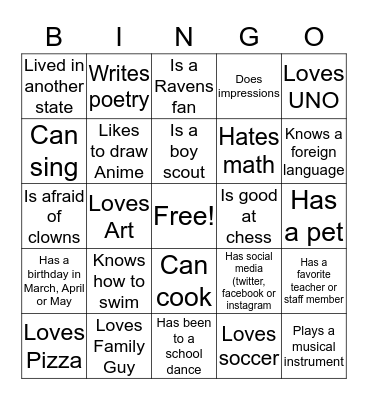 SOCIAL BINGO Card