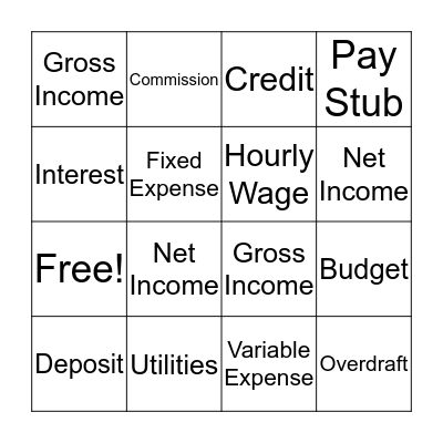 Managing Money Bingo Card