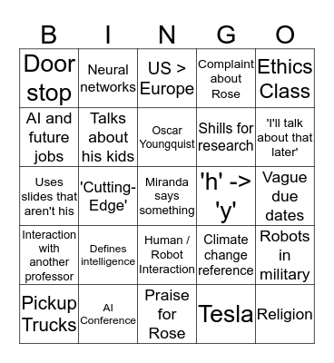 Wollowski Bingo Card