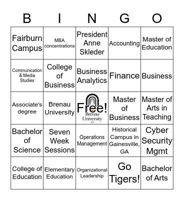 Brenau University BINGO Card