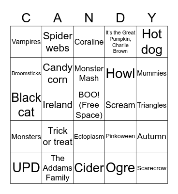 Halloween Bingo Card