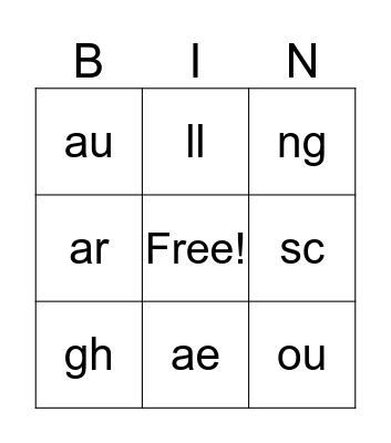 Sounds Bingo Card