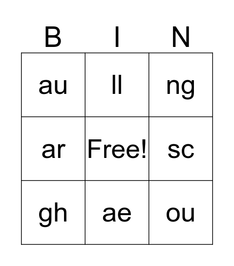 Sounds Bingo Card