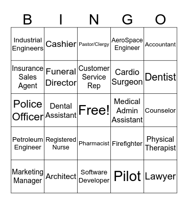 Career Scavenger Hunt Bingo Card