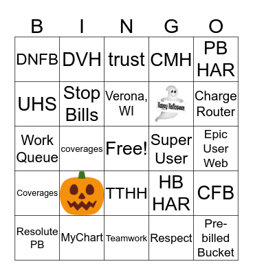 2019 Patient Accounting Week BINGO!!! Bingo Card