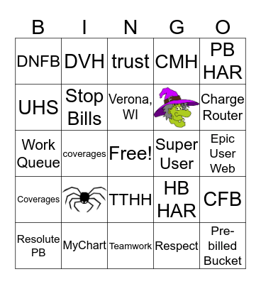 2019 Patient Accounting Week BINGO!!! Bingo Card