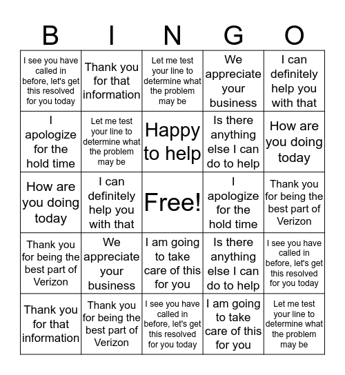 5 STAR BINGO - EVRC Bingo Card