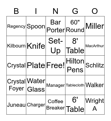 Banquet Bingo Card