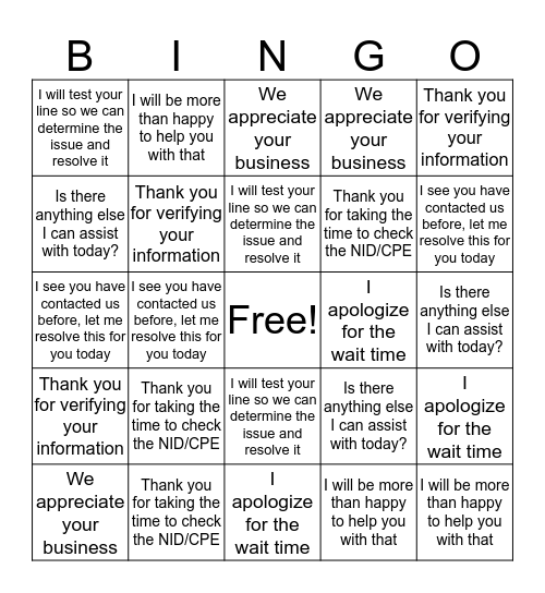 5 STAR BINGO - EVRC Bingo Card